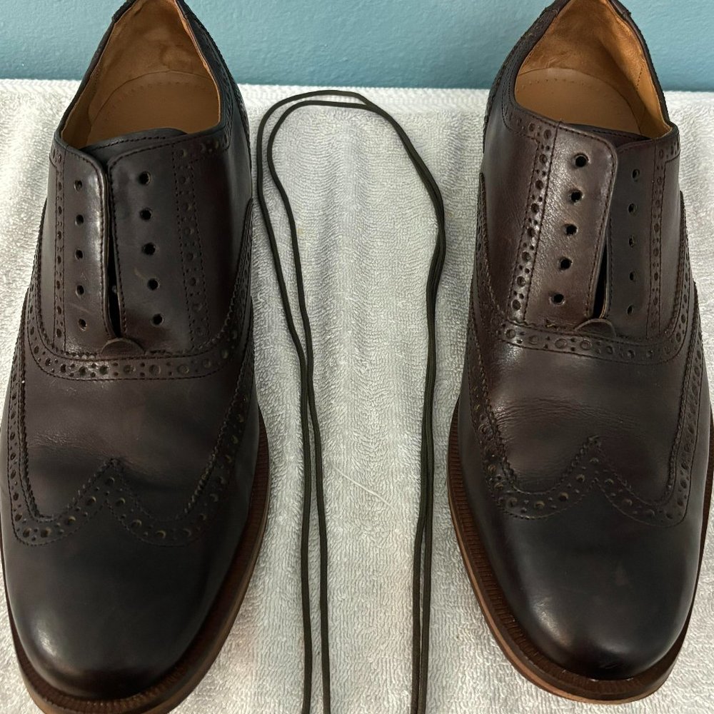 COLE HAAN MENS DRESS SHOES BROWN LEATHER WINGTIPS BROGUE CLASSIC SIZE 10.5 M